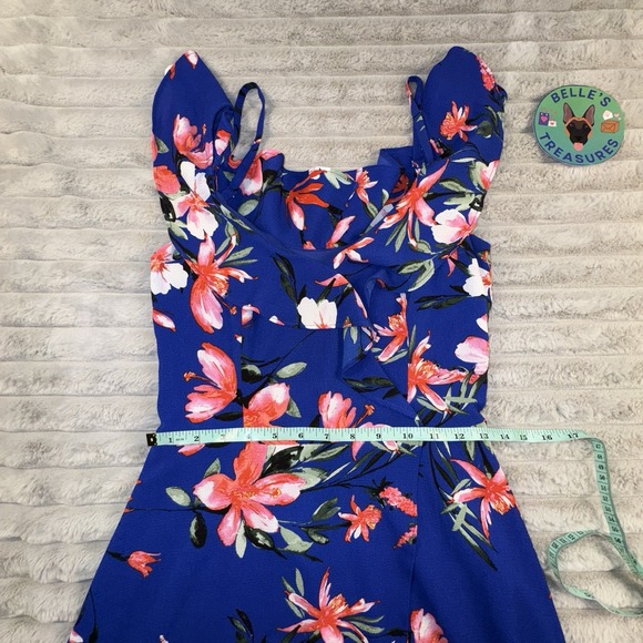 IZ Byer Maxi Dress Womens Small Blue Floral Babydoll Waist Tie Y2K Resort Beach - Picture 6 of 10